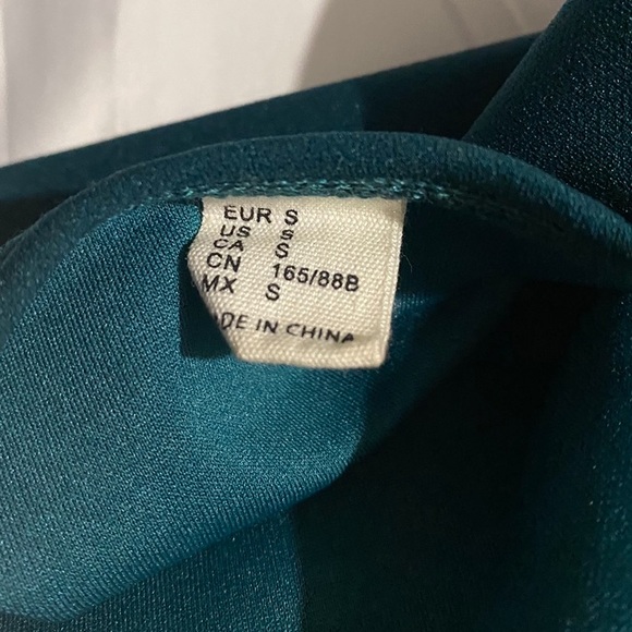 Verdusa Spaghetti Strap Dark Green Asymmetrical Faux Wrap Mini Dress - Picture 5 of 9